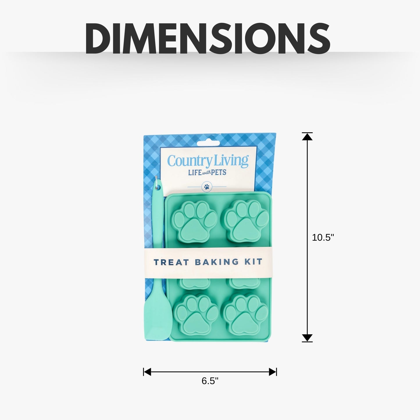Country Living 3-Piece Silicone Baking Kit – Includes 2 Baking Trays (6-Cavity Paw Print Mold) & Spatula – for Homemade Dog Treats, Candy, Chocolate, and Ice Cubes