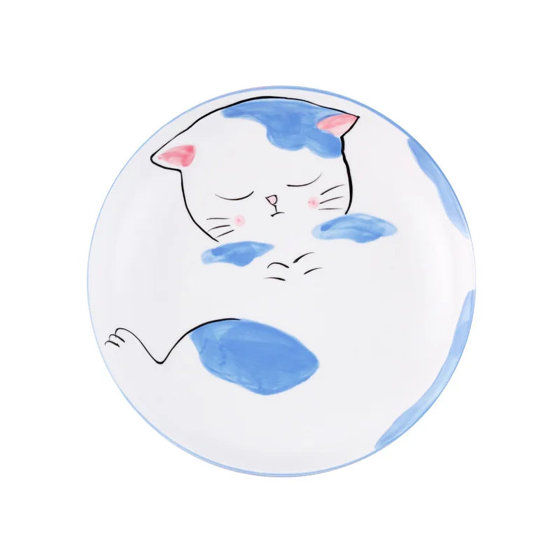 Creative Japanese Style Hand-painted Cartoon Cat Dinnerware