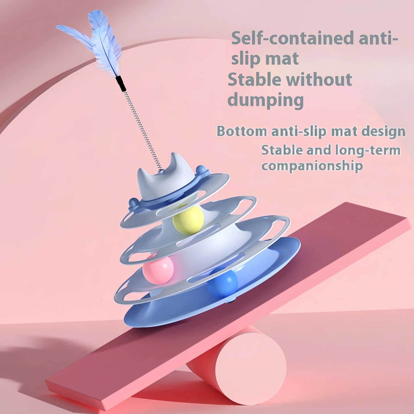 Four-layer Rotating Track Ball and Feather Stick Toy