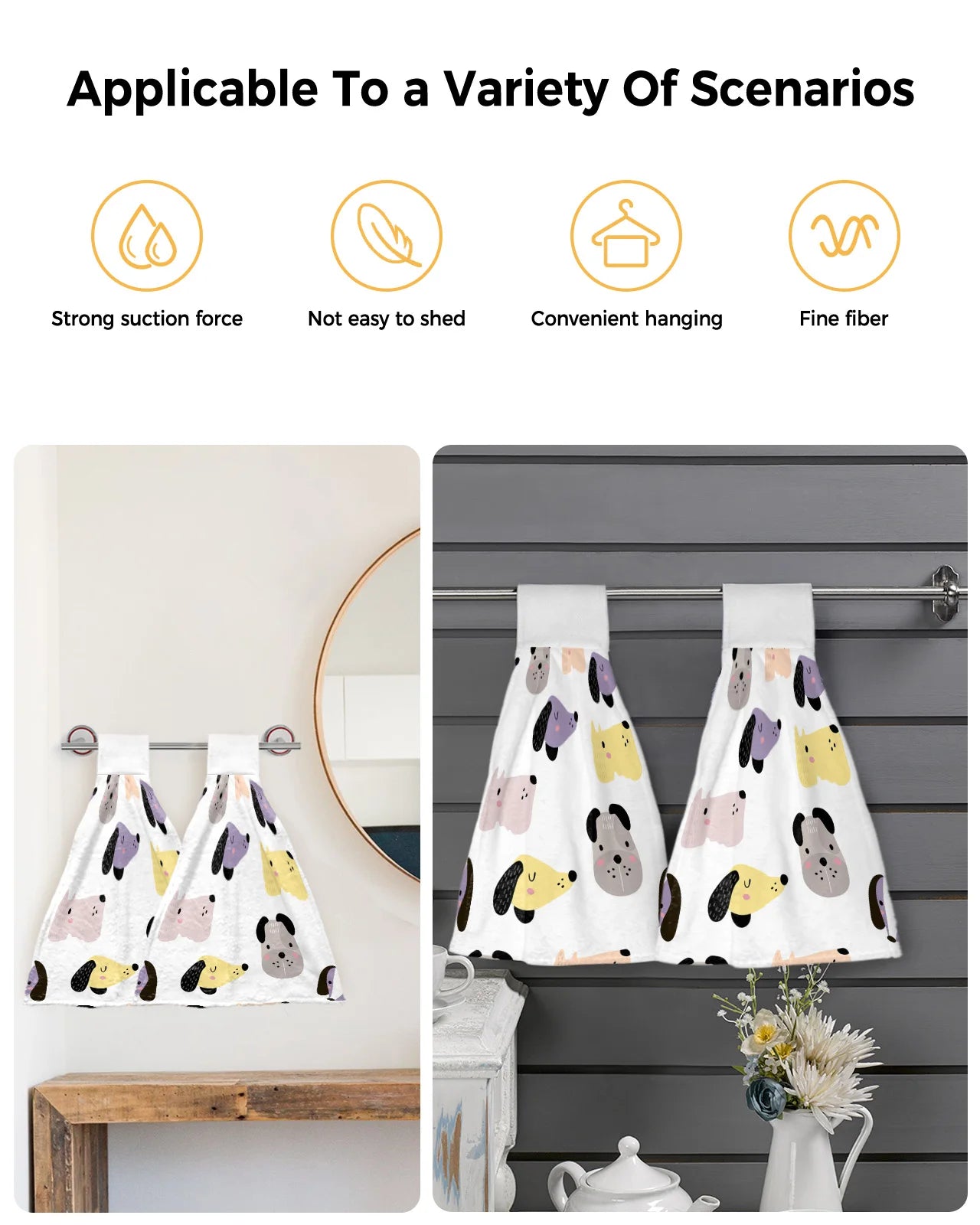 Cartoon Dog Hand Drawn Hand Towel Microfiber Fabric