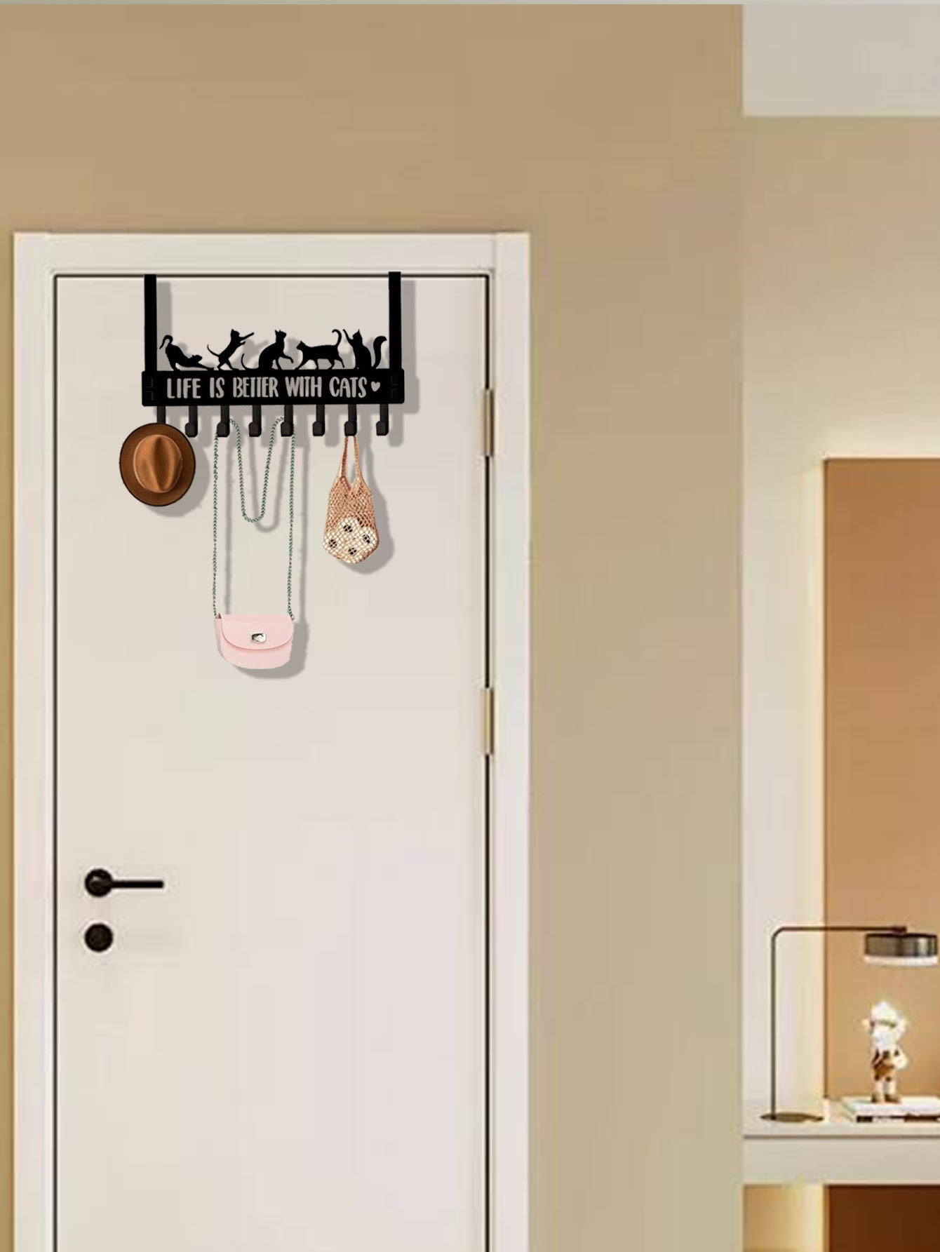 Over-The-Door Cat Multi-Purpose Hooks For Wall Or Door