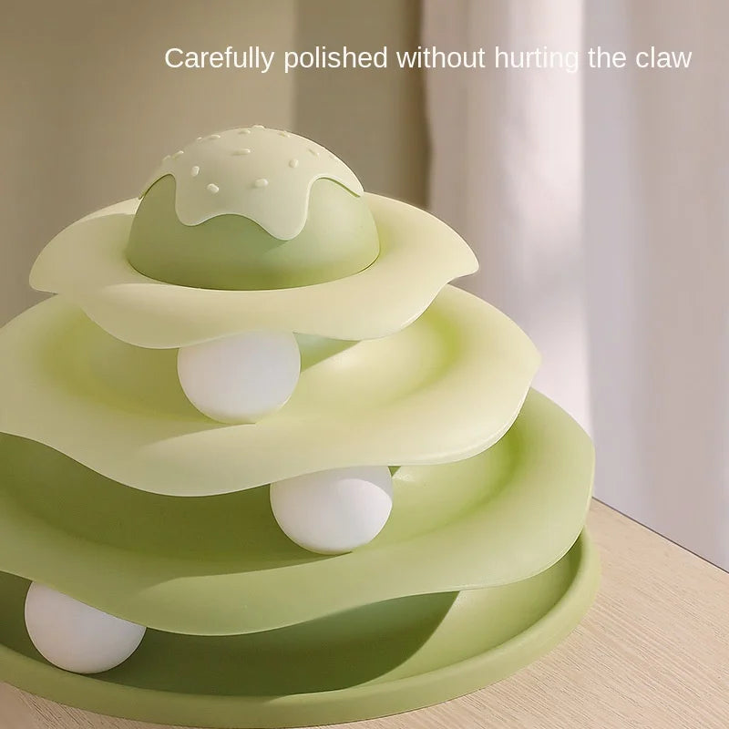 Cat Toy Tower Turntable Roller Balls 4 Levels