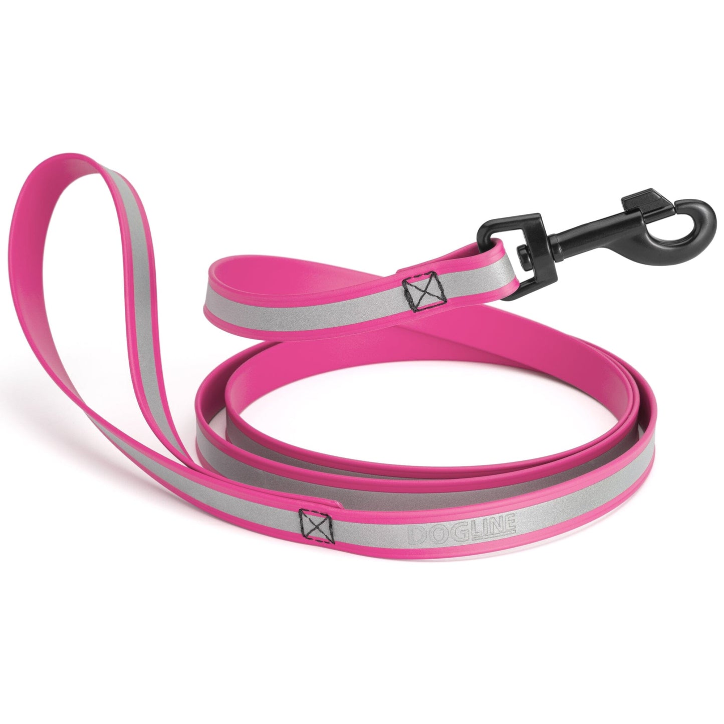 Reflective Biothane Dog Leash with Black Hardware