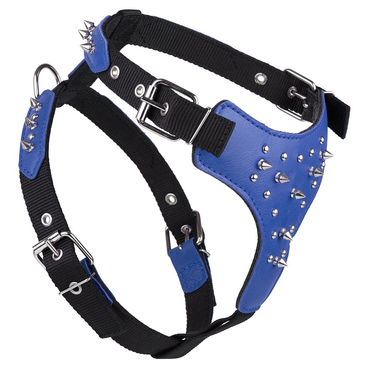 Leather + Nylon Spiked Dog Harness