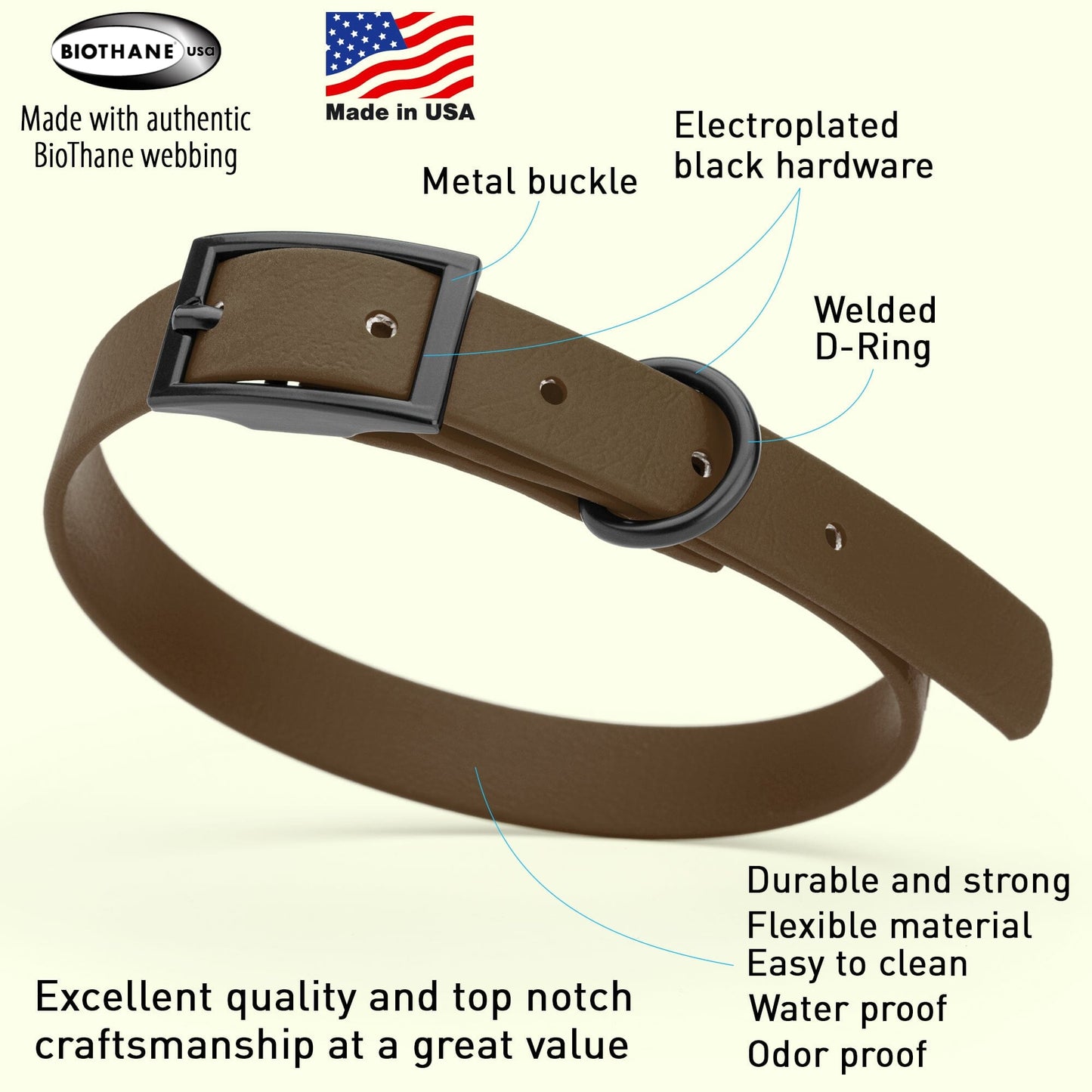 Biothane Waterproof Dog Collar - Small (12 to 15 inches)
