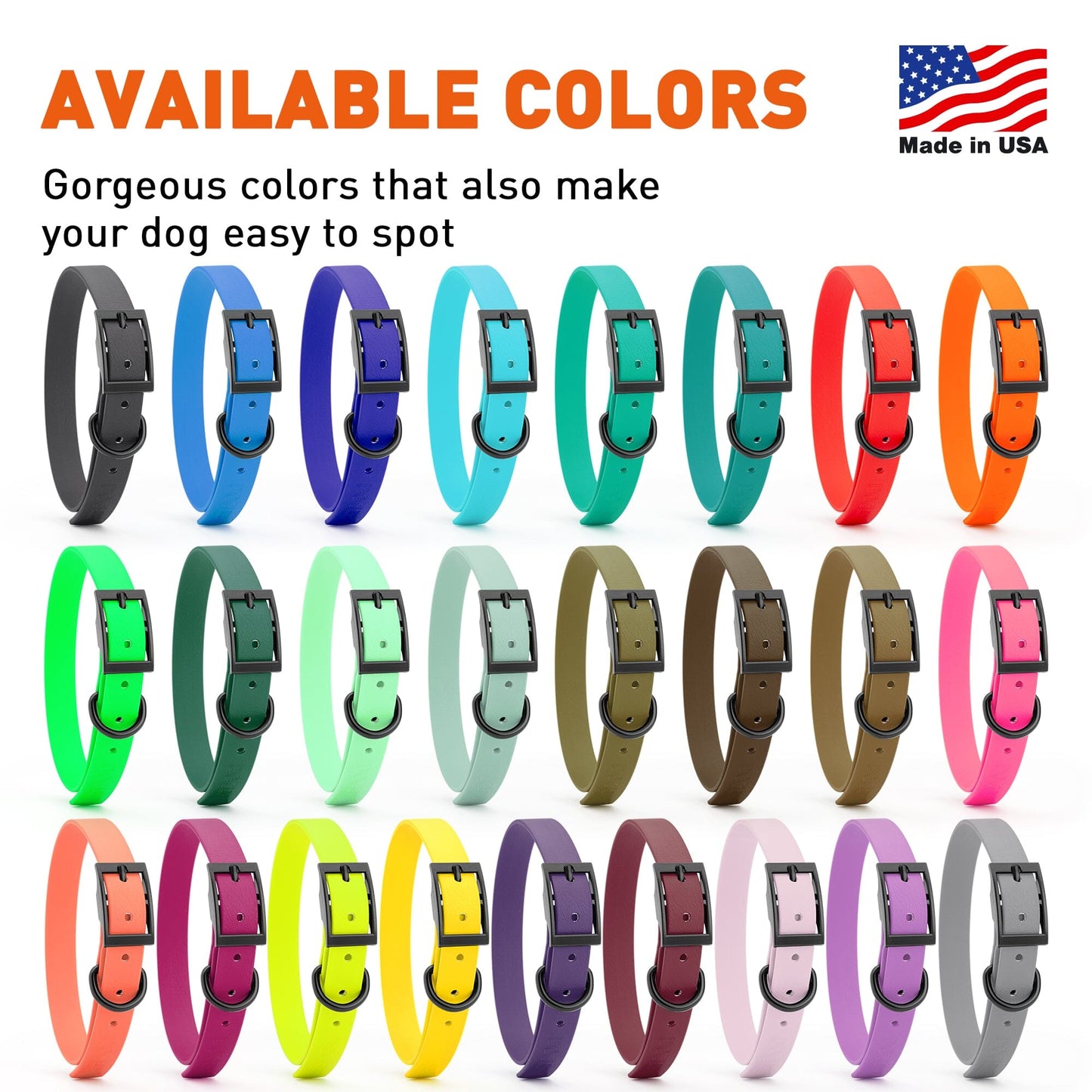 Biothane Waterproof Dog Collar - Medium (15 to 18 inches)