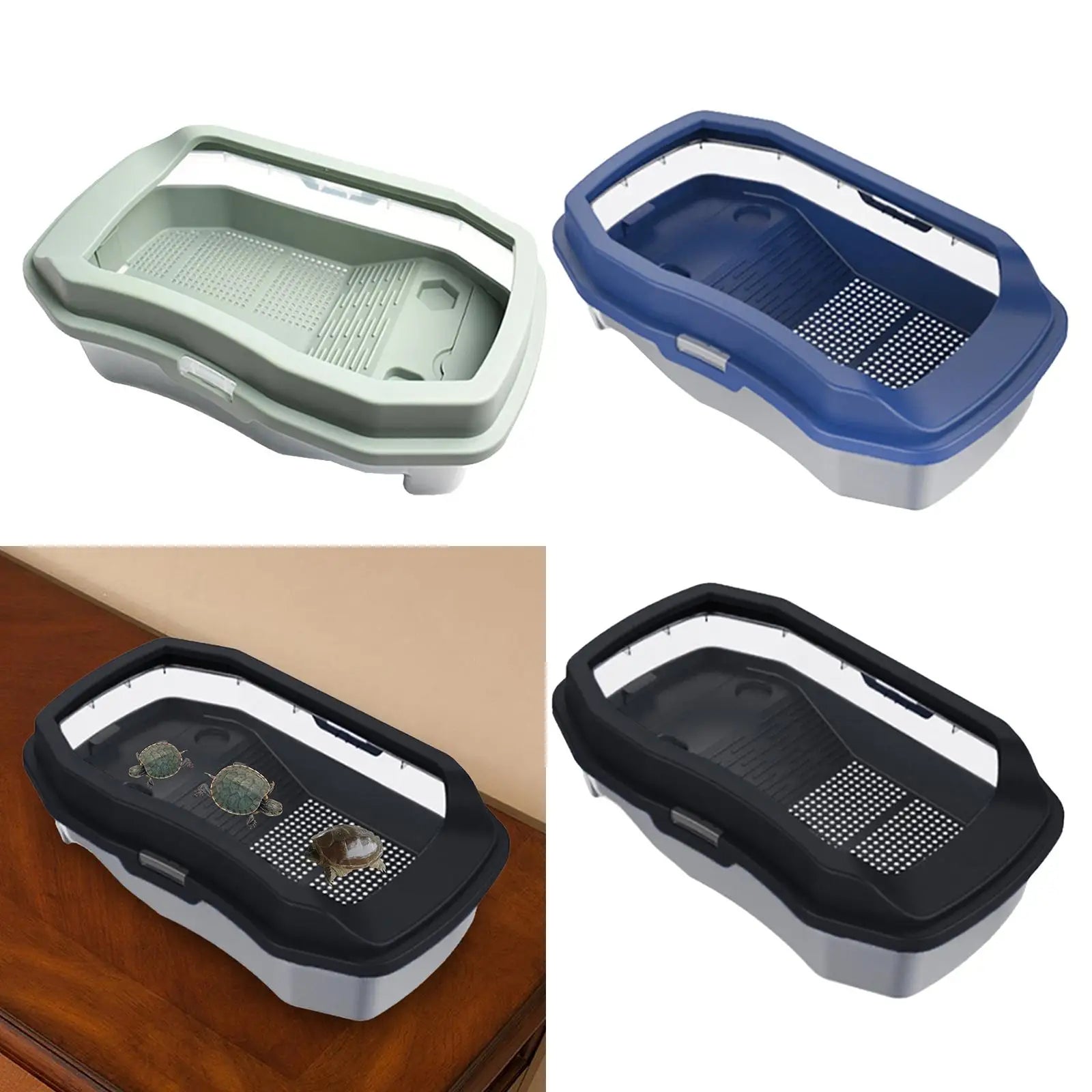 Turtle Aquarium Box with Platform Easy to Clean