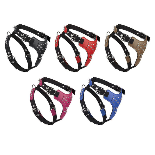 Leather + Nylon Spiked Dog Harness