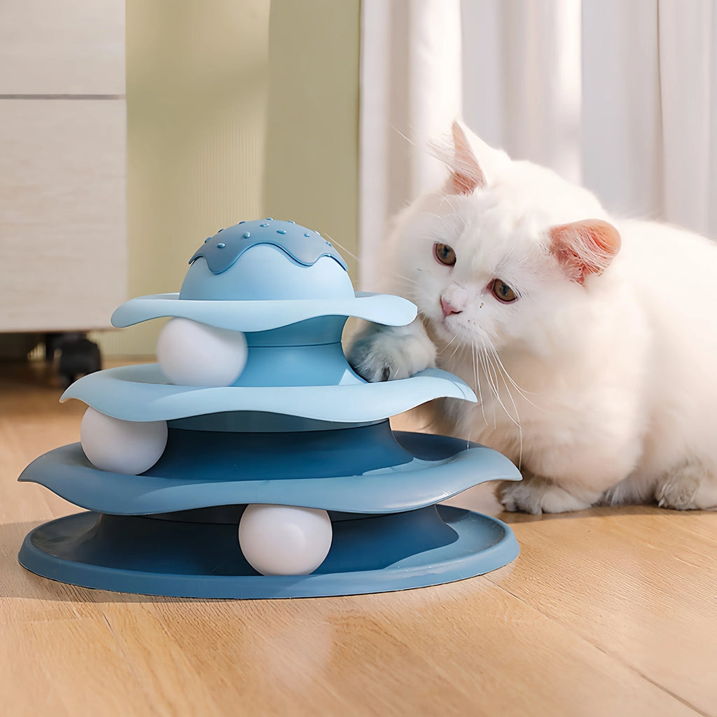 Cat Toy Tower Turntable Roller Balls 4 Levels