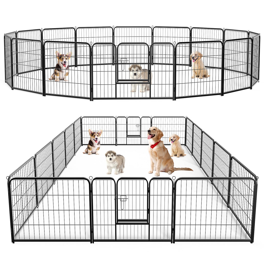 Dog Playpen Indoor Fence Height Metal Exercise Pen With Door Small Puppy-Medium-Large Dogs Animal Pet For Outdoor, Garden, Yard