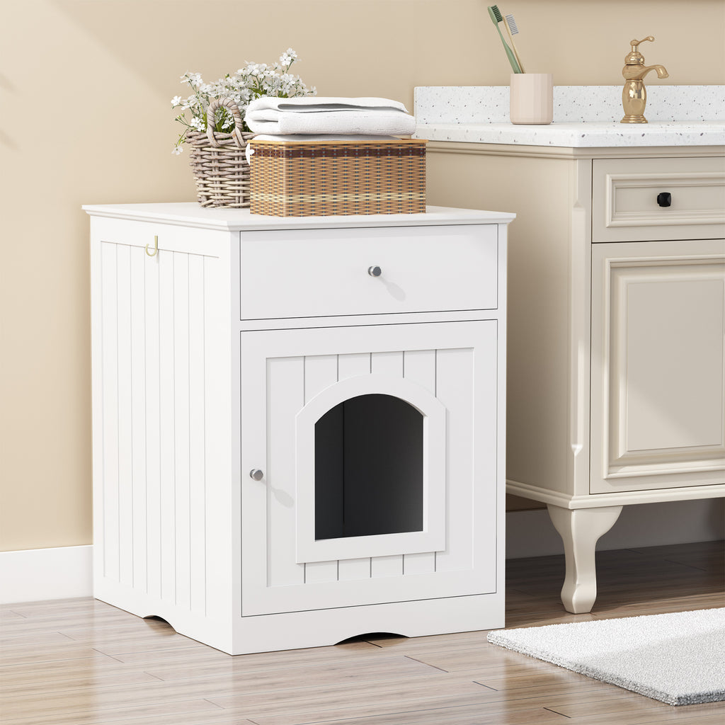 Wooden Pet House Litter Box  With Drawers