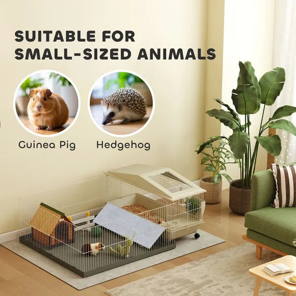 Small Animal Cage with Removable Pet Playpen and Waterproof Pad