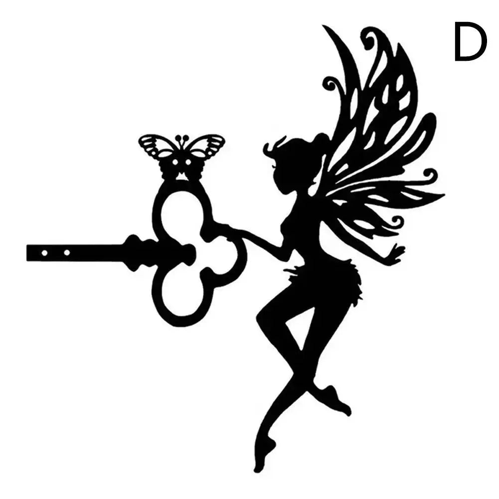 Iron Silhouette Cute Witch And Cat Yard Art Decor