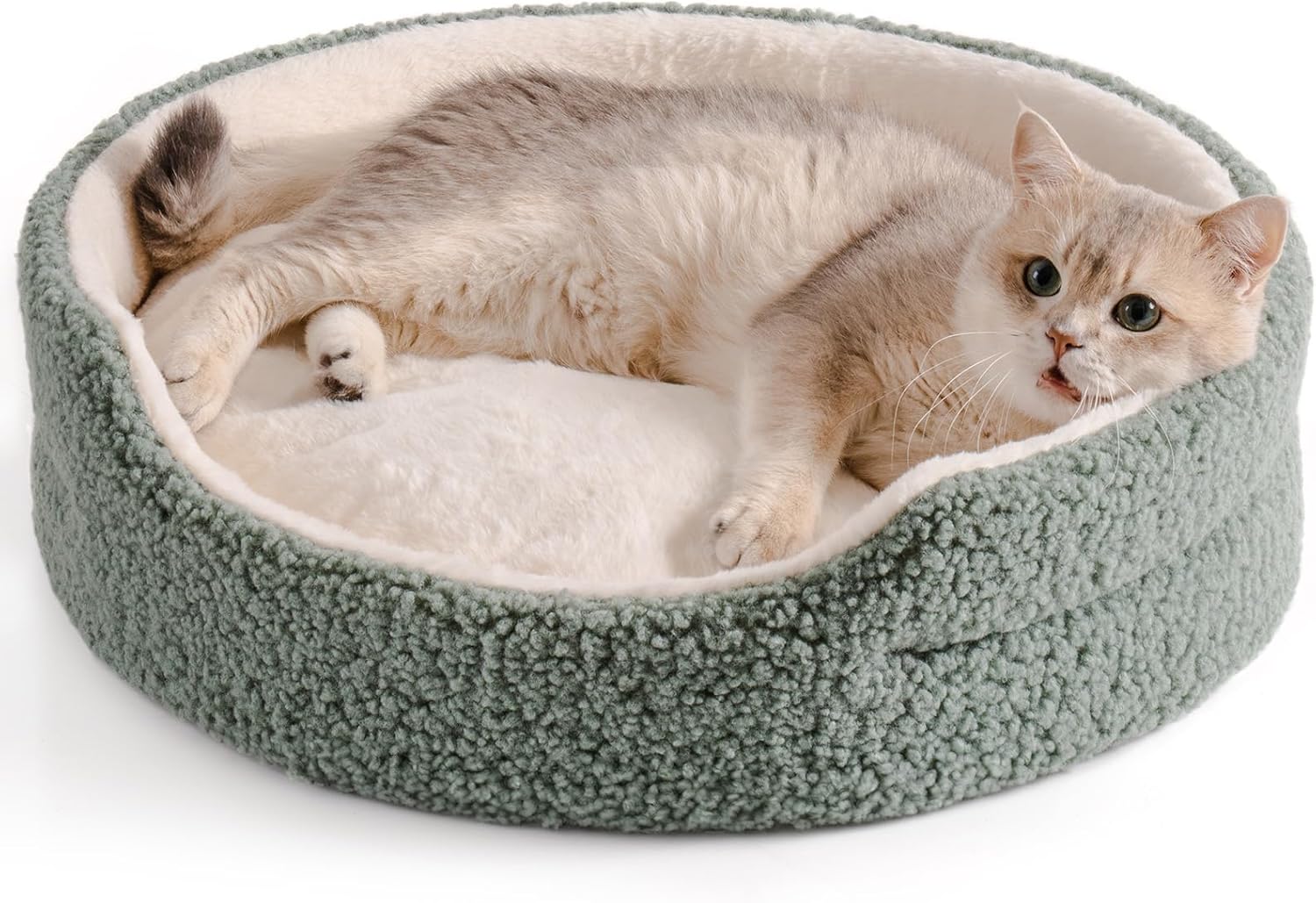 Mewoo Washable Pet Bed For Cats & Small Dogs - 23x23x7 Inch Round Orthopedic Bed With Non-Slip Bottom.