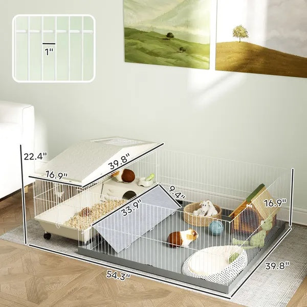 Small Animal Cage with Removable Pet Playpen and Waterproof Pad