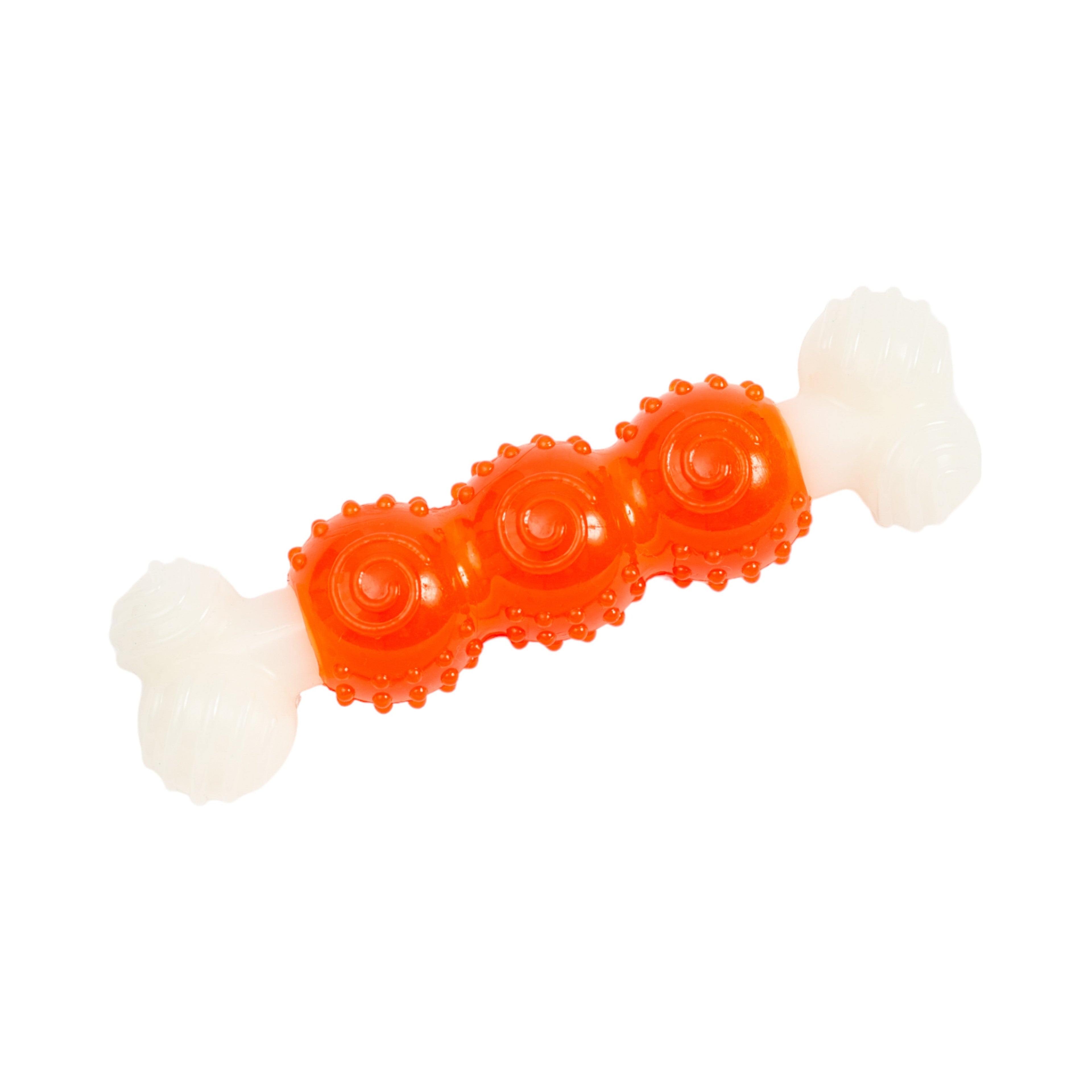 Country Living Bone-a-Treat Dog Chew Toy – Orange Bulged Balls & Green Spiral Ring