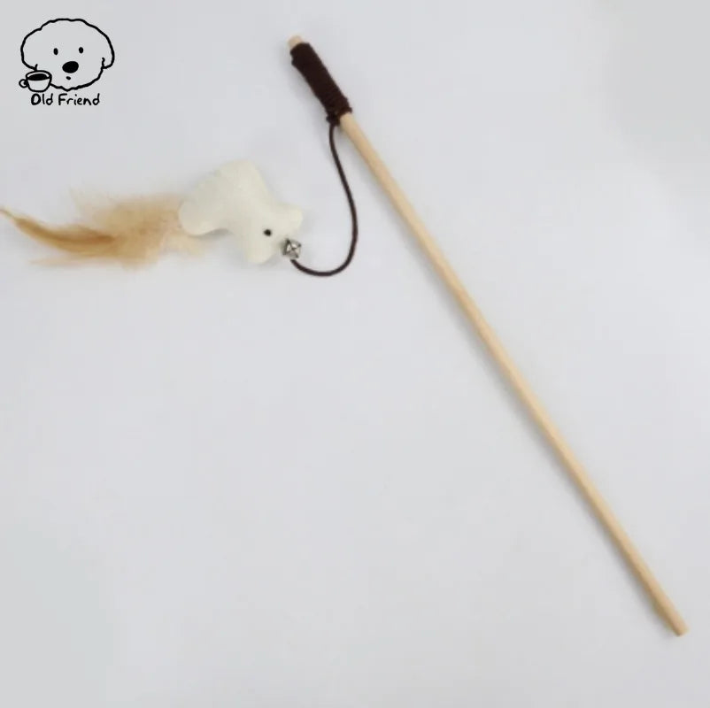 Wooden Handmade Cat Feather Toy