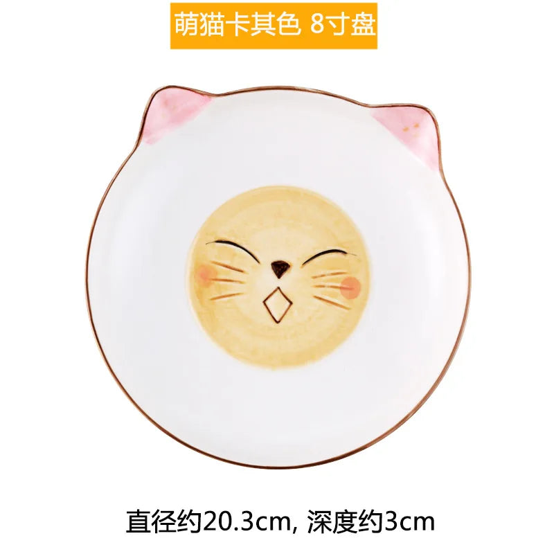 Creative Japanese Style Hand-painted Cartoon Cat Dinnerware