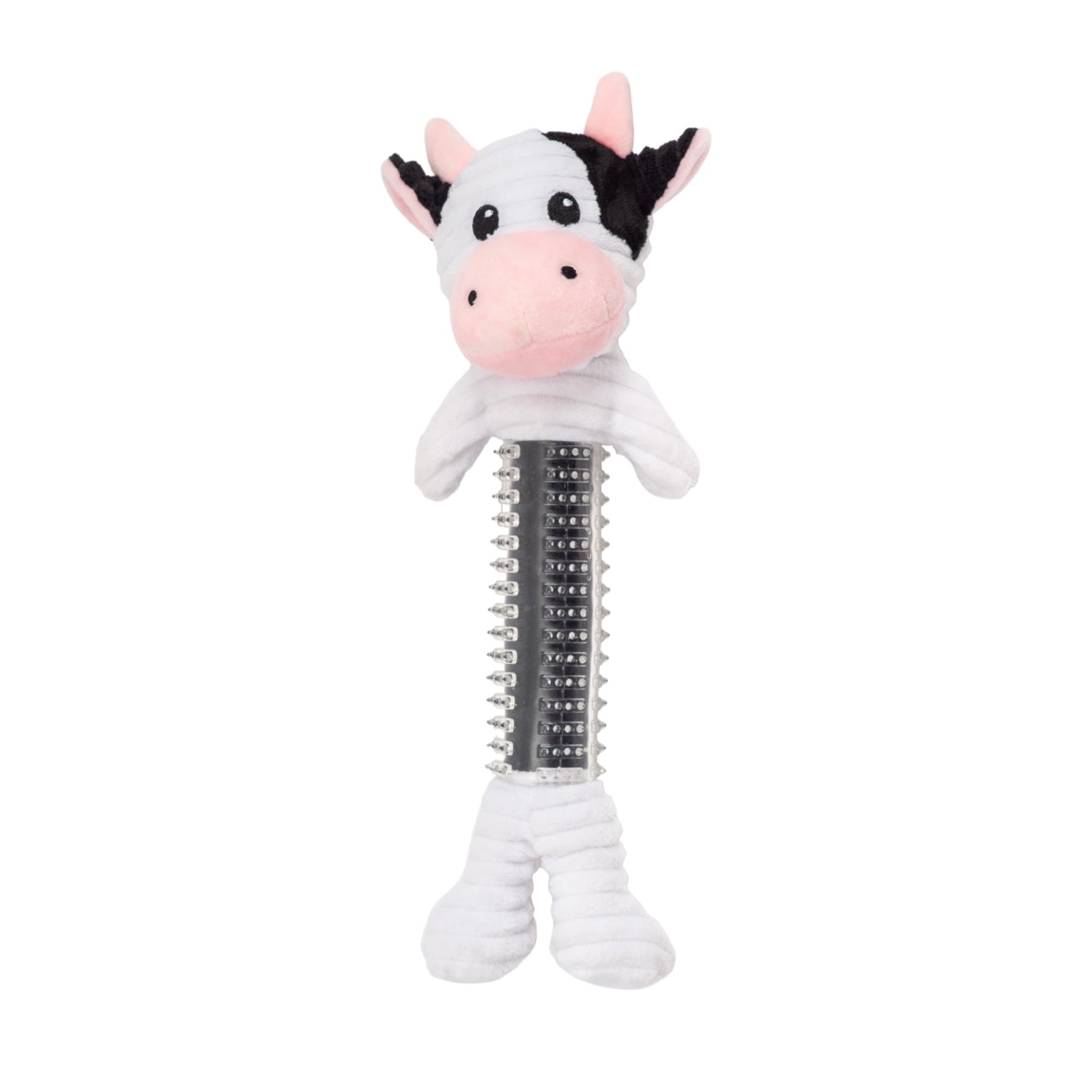 Country Living Thermoplastic Rubber Black & White Cow Plush Dog Toy – with Squeaker & Crinkle Paper