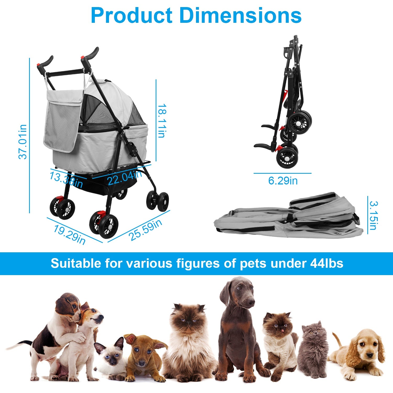 Pet Stroller Foldable Carrier