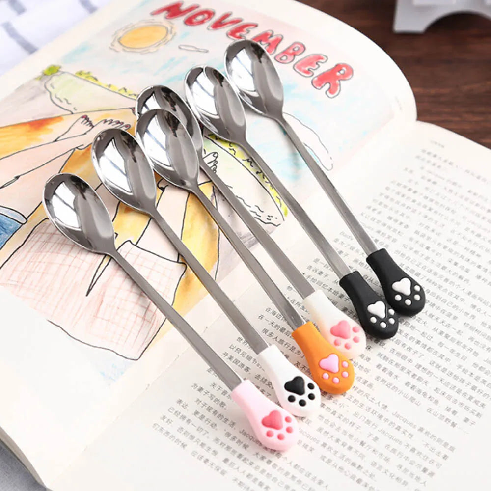 Stainless Steel Cute Cat Claw Coffee Spoons