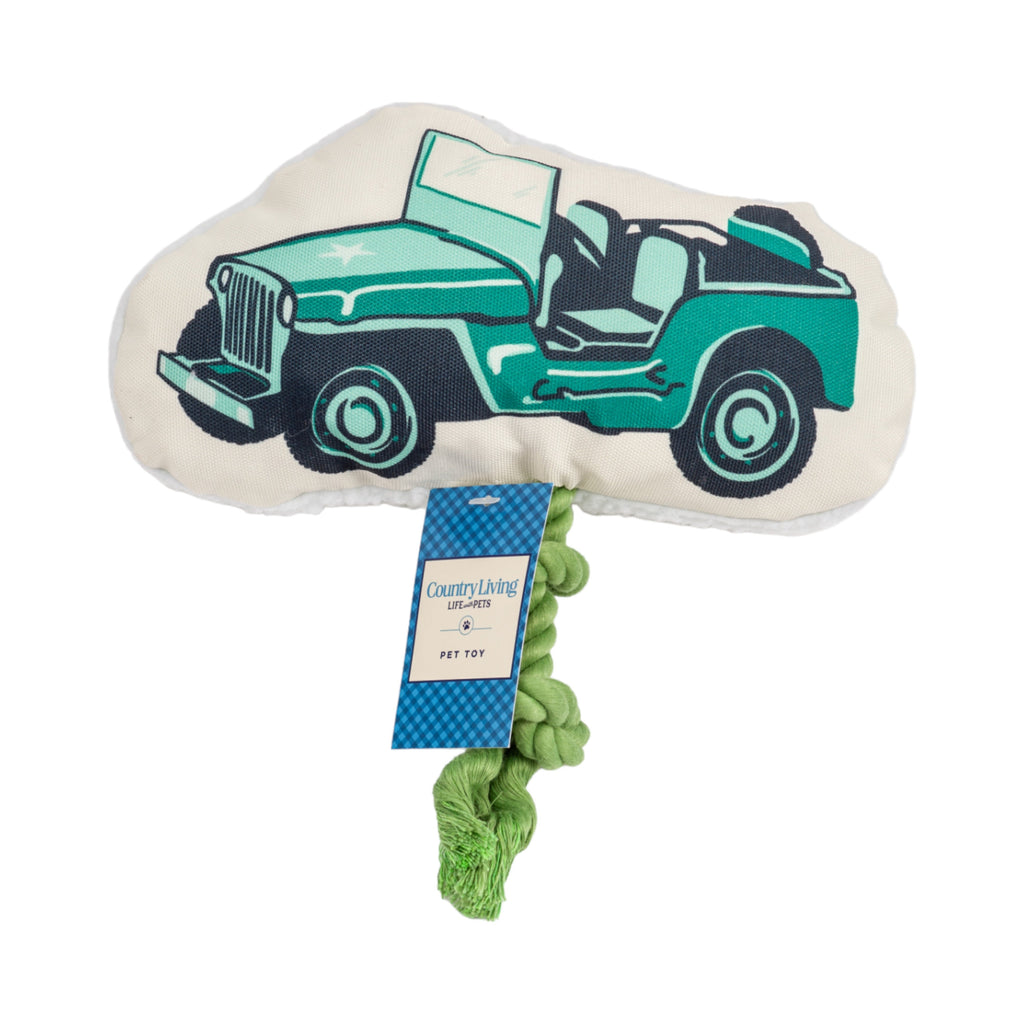 Country Living Retro Army Jeep with Squeaker & Crinkle Paper Plush Dog Toy