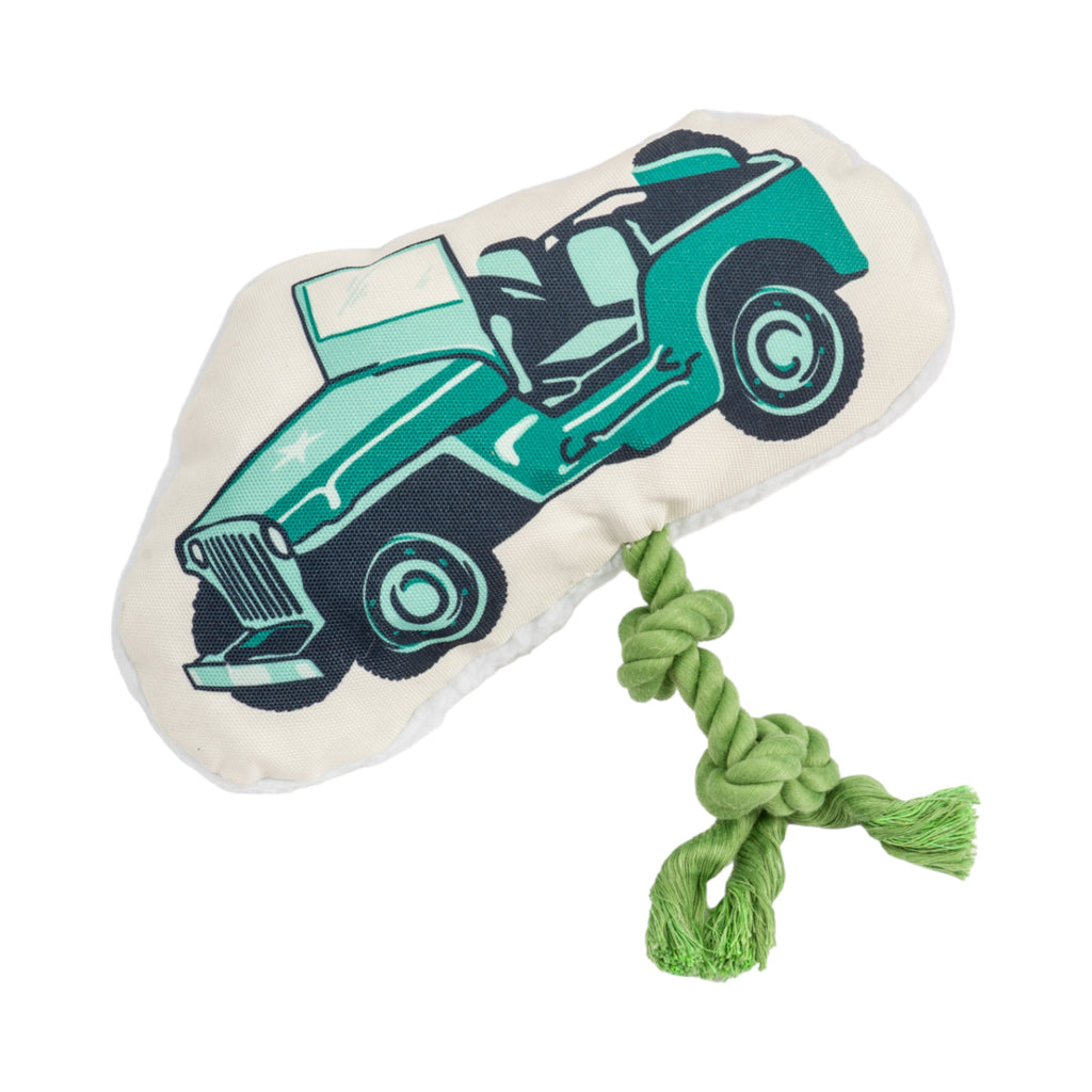 Country Living Retro Army Jeep with Squeaker & Crinkle Paper Plush Dog Toy