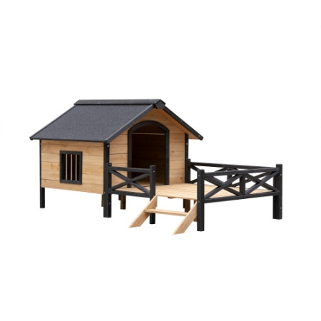 Outdoor Large Wooden Cabin House Style Wooden Dog Kennel With Porch
