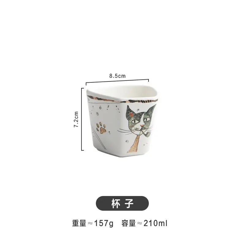 Cute Cartoon Cat Ceramic Tableware