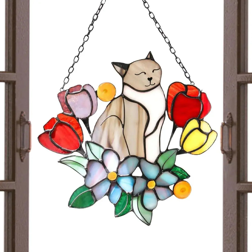 Hanging Cat On Flowers For Patio Decor