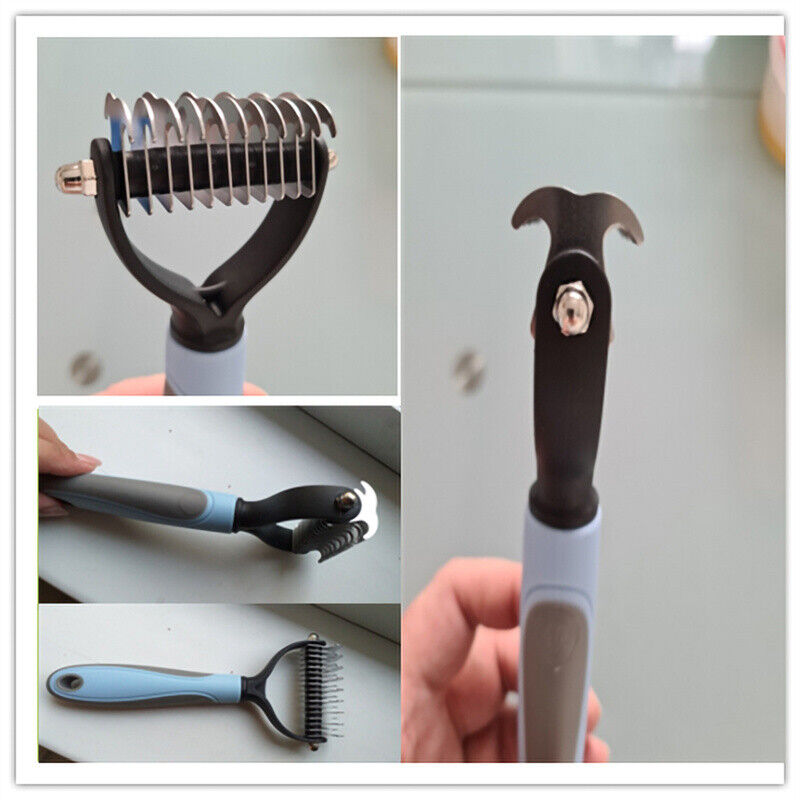 Grooming Brush For Dog/Cat DE shedding Tool Rake Comb Fur Remover Reduce 2-Side Dematting Tool For Dogs Cats