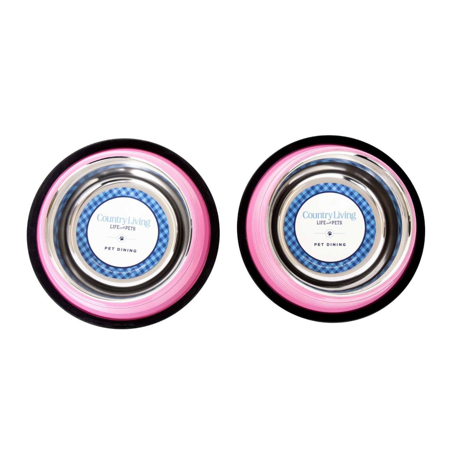 Country Living Set of 2 Ribbed Non-Slip Pet Bowls – Carnation Pink