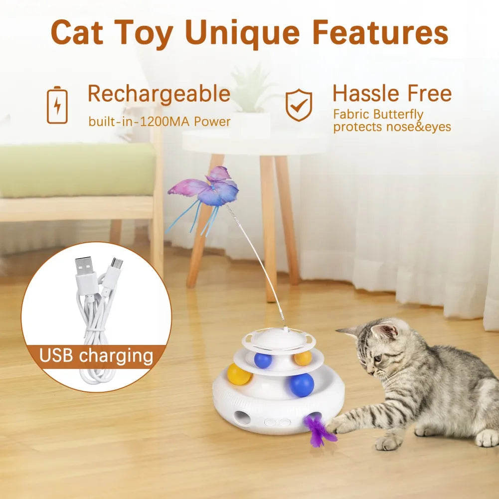Interactive Cat Toys Automatic Butterfly Rotating Teaser