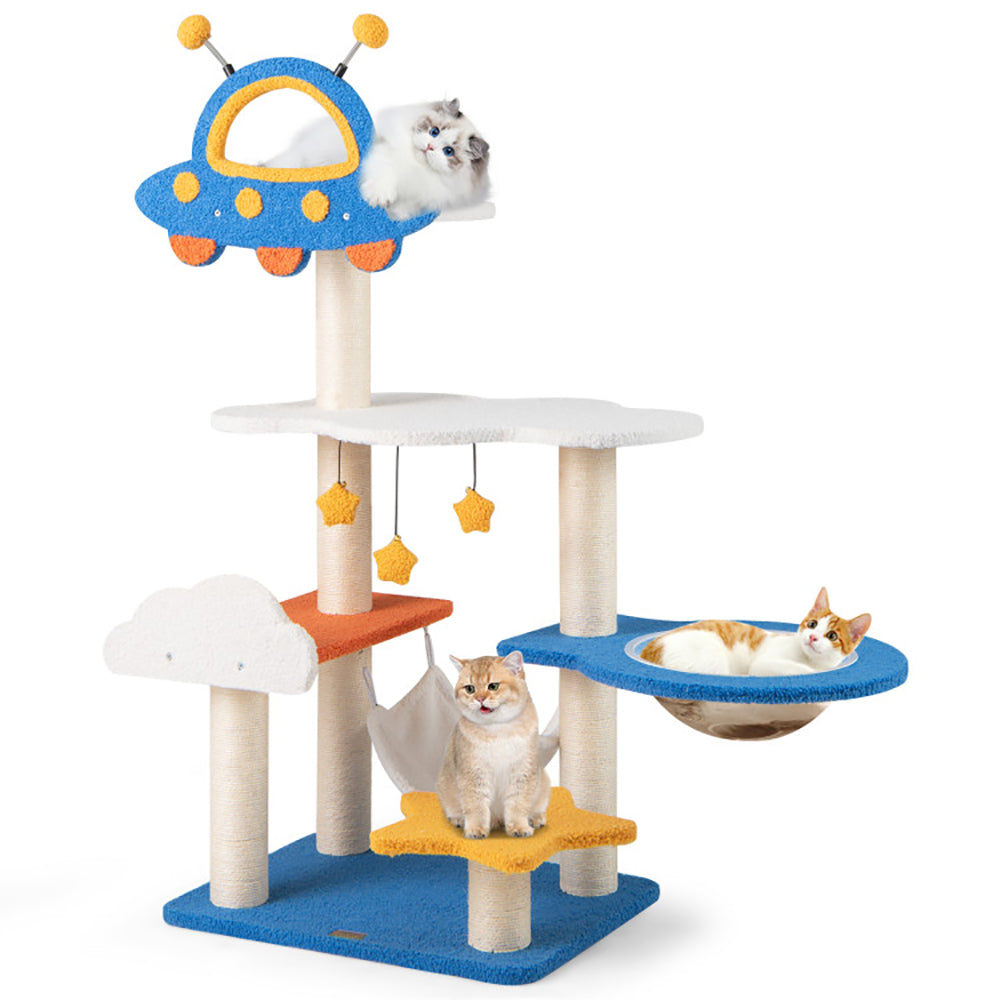 49 Inches Tall Cat Tree with UFO Top Perch Space Capsule