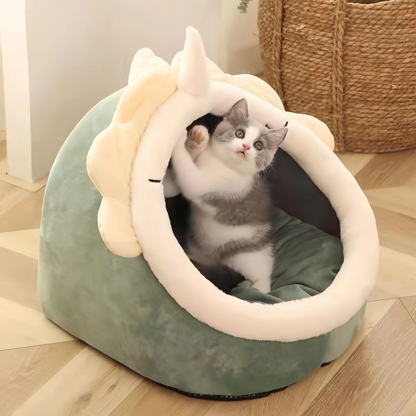 Semi Enclosed Plush Pet Bed