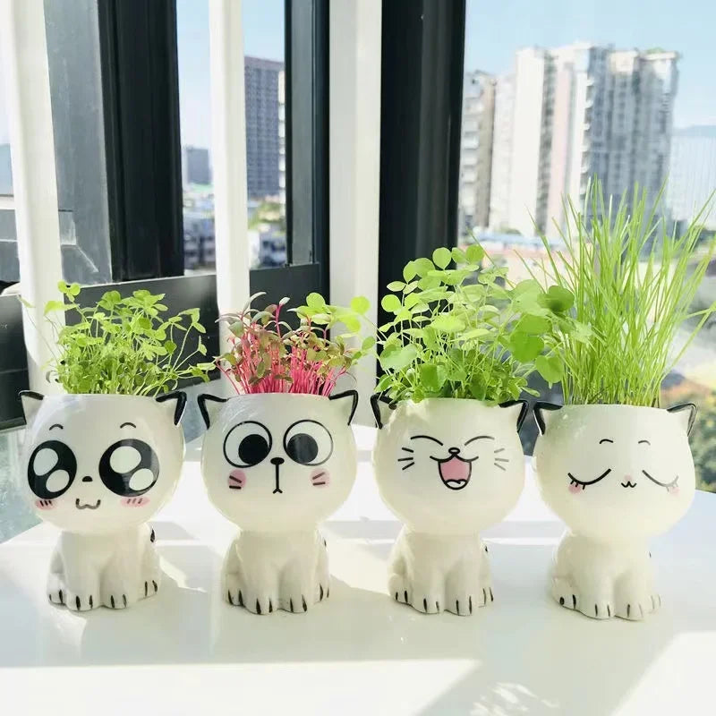 Mini Cat Ceramic Flowerpot