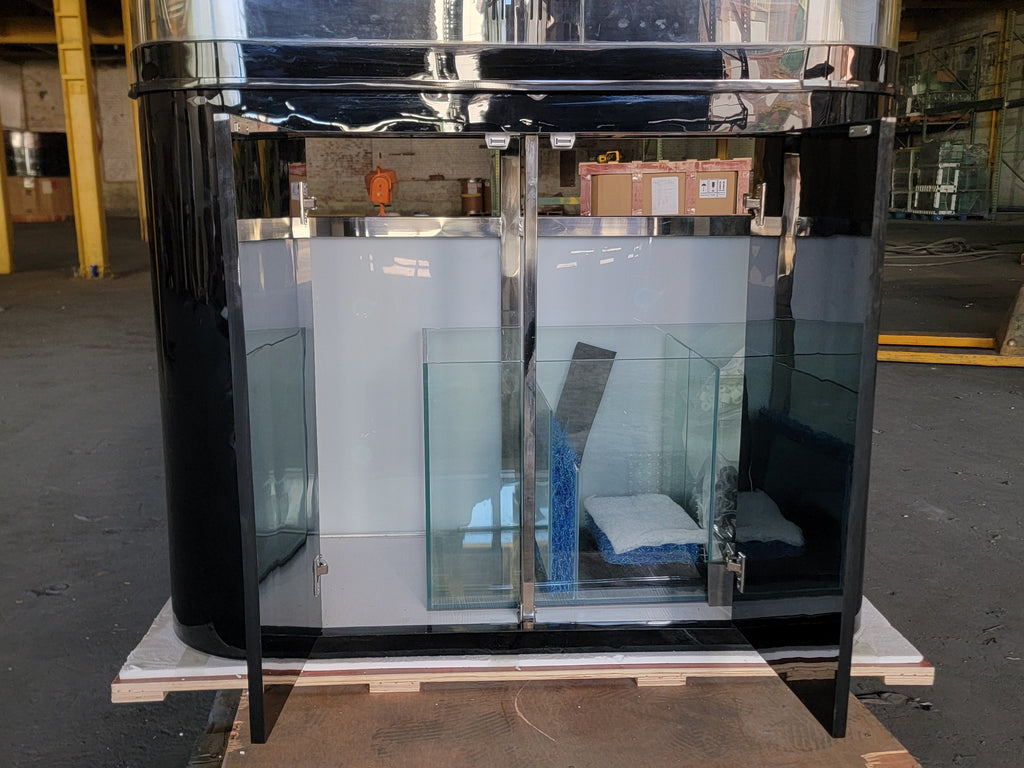120g Curved Panoramic Flat Bowfront Glass Reef-Ready Aquarium in Gloss Black Stand
