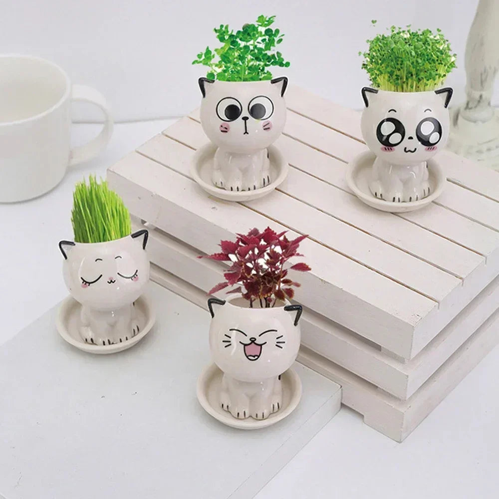 Ceramic Cat Shaped Cartoon Plant Pot