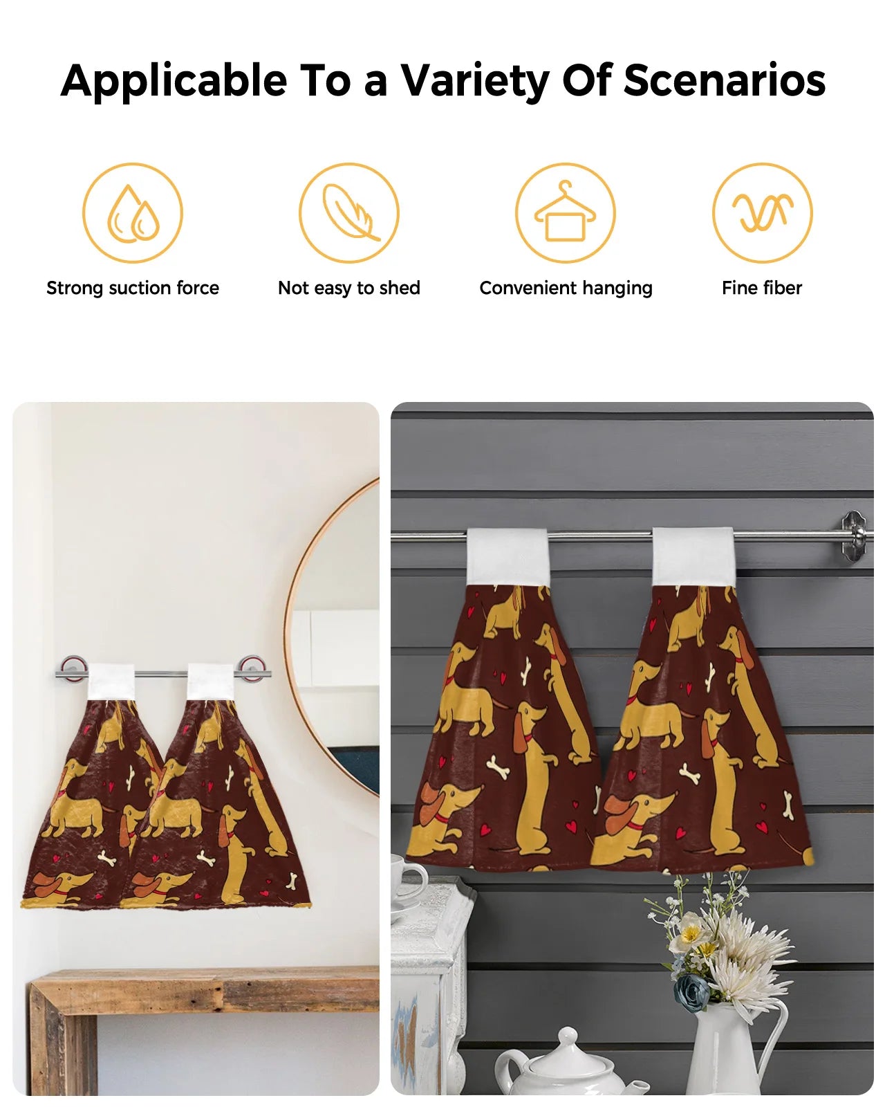 Dachshund Brown Hand Towels