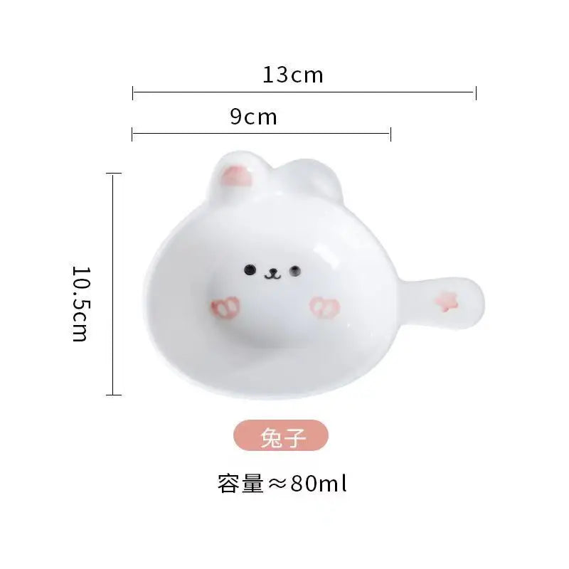 Ceramic Cartoon Cat Circular Plate and Bowl