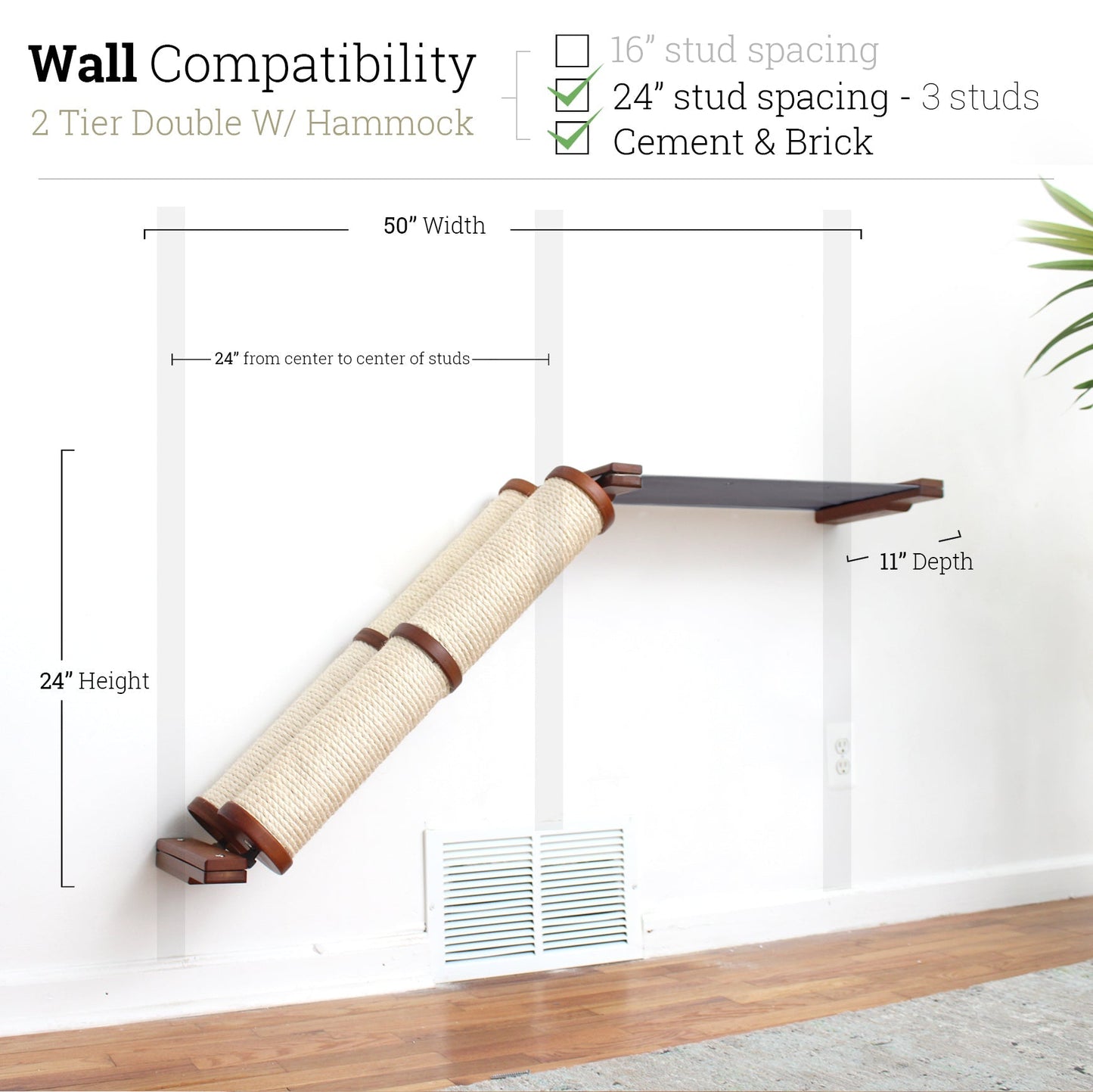 Slanted Cat Scratcher for Wall