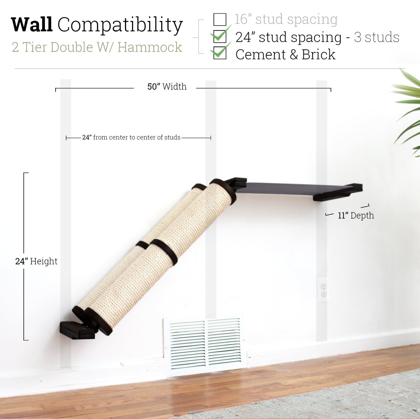 Slanted Cat Scratcher for Wall