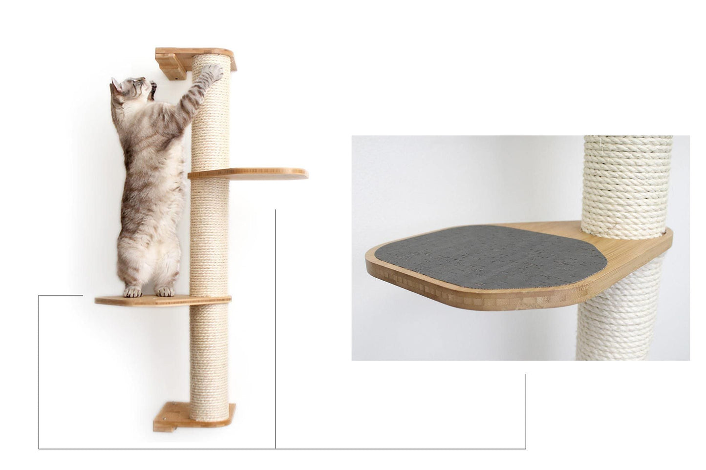 Wall Mounted Cat Climbing Pole - Sisal