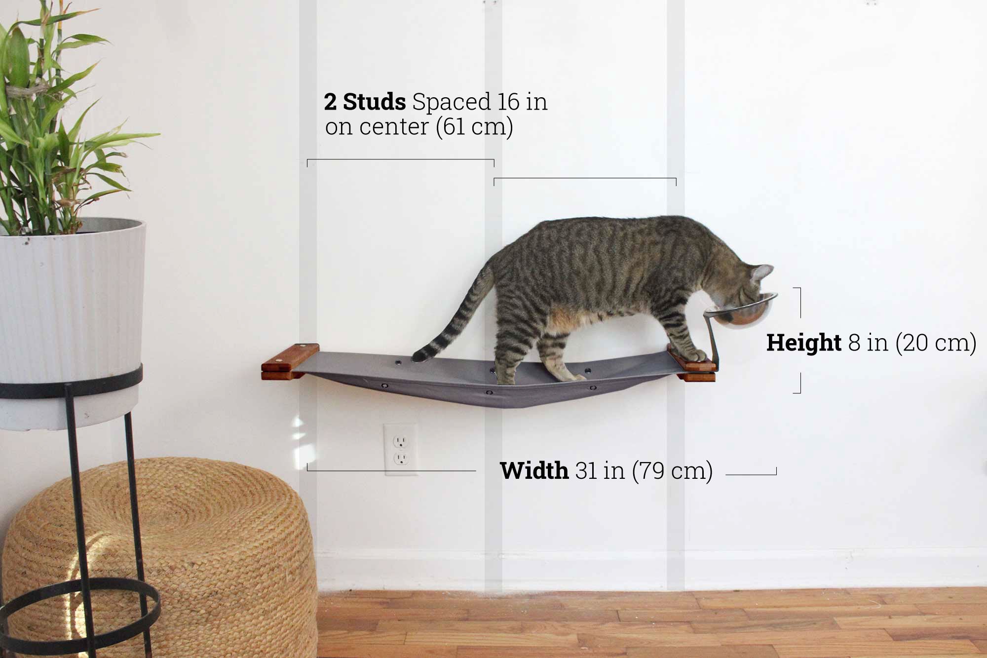 Dog Proof Cat Feeder - Wall-Mounted - Raised