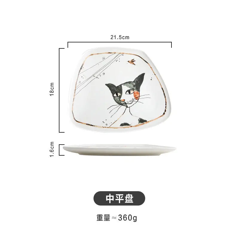 Cute Cartoon Cat Ceramic Tableware