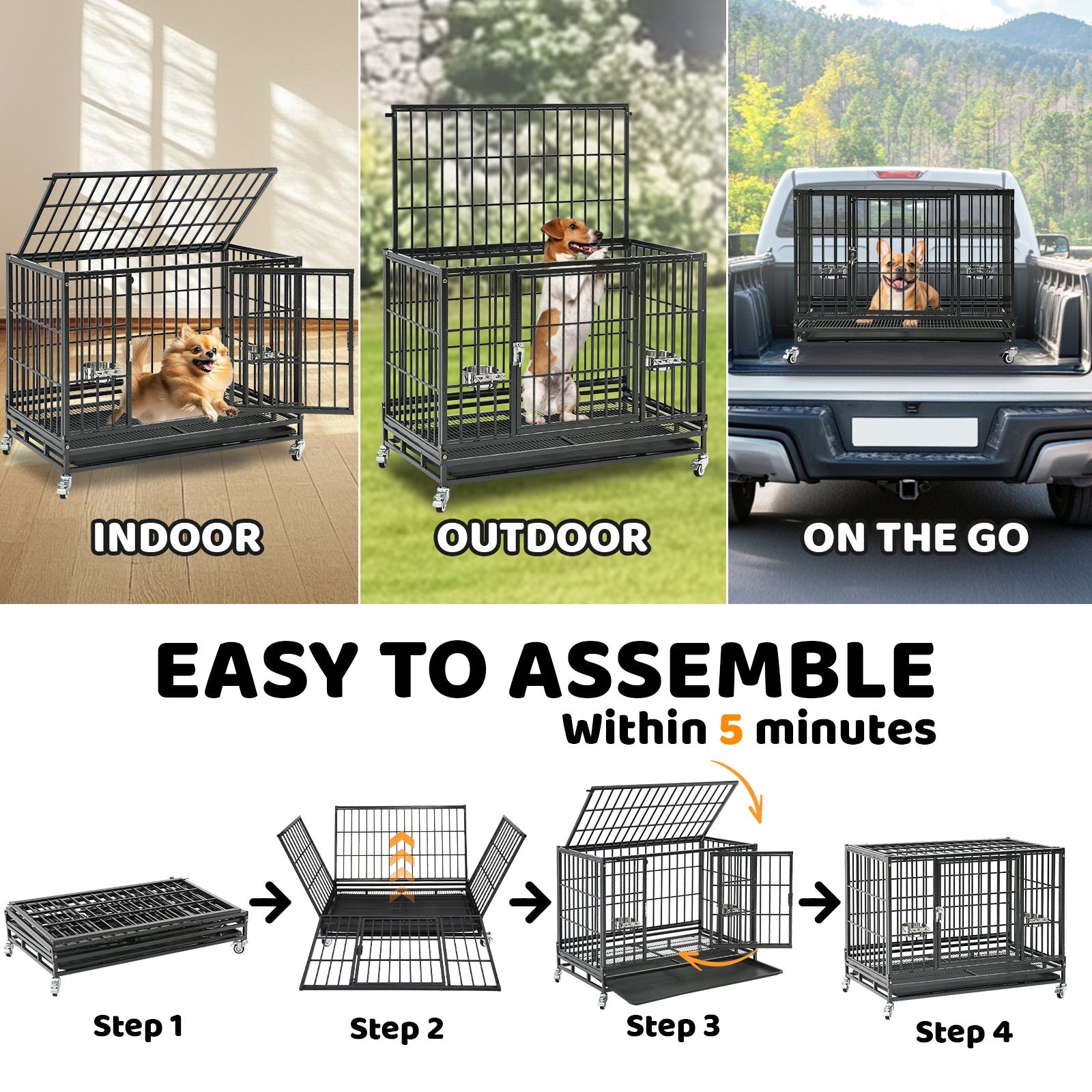 37" Stackable Heavy Duty Dog Crate 371D03