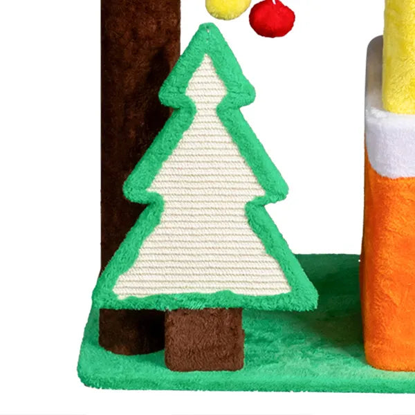 Christmas Themed Plush Cat Tree, Multi-level Cat Tower