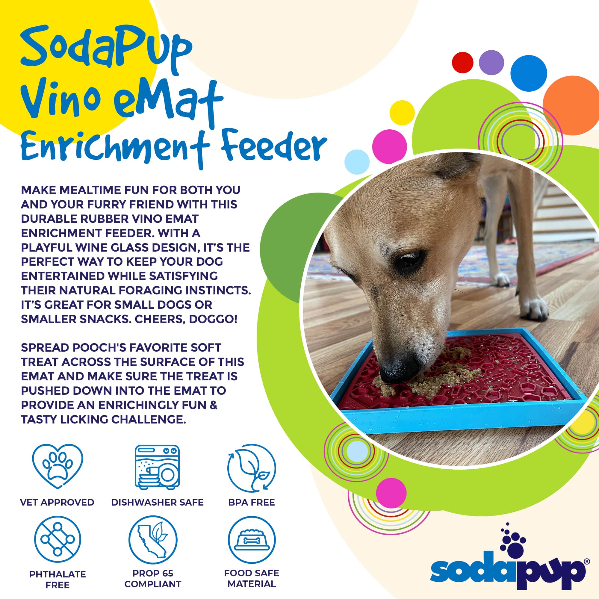 Vino Dog eMat - Enrichment Lick Mat For Dogs and Cats | Wine-Inspired Design| SodaPup