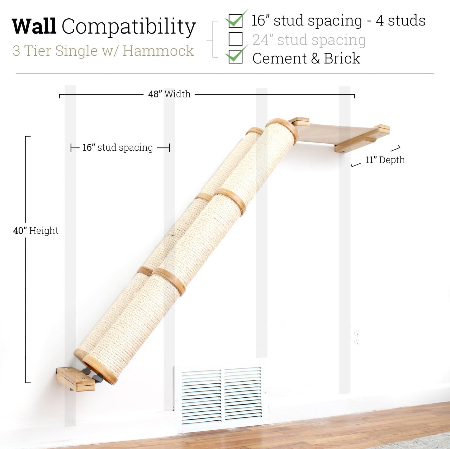 Slanted Cat Scratcher for Wall