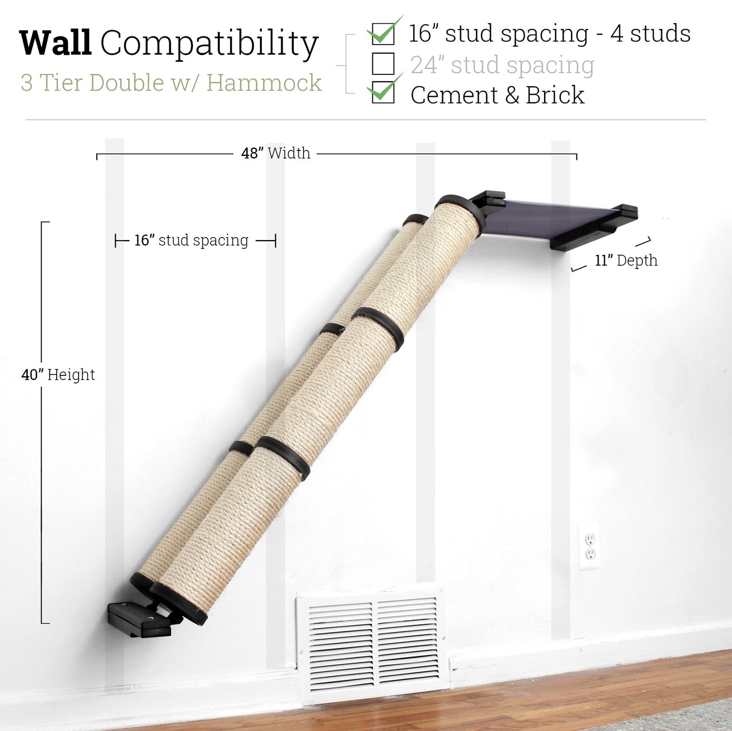 Slanted Cat Scratcher for Wall